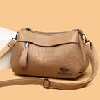 Soft Faux Leather Crocodile Embossed Shoulder Bag
