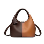 Soft Leather Two-Tone Bucket Handbag