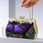 Elegant Floral Glitter Evening Clutch Handbag