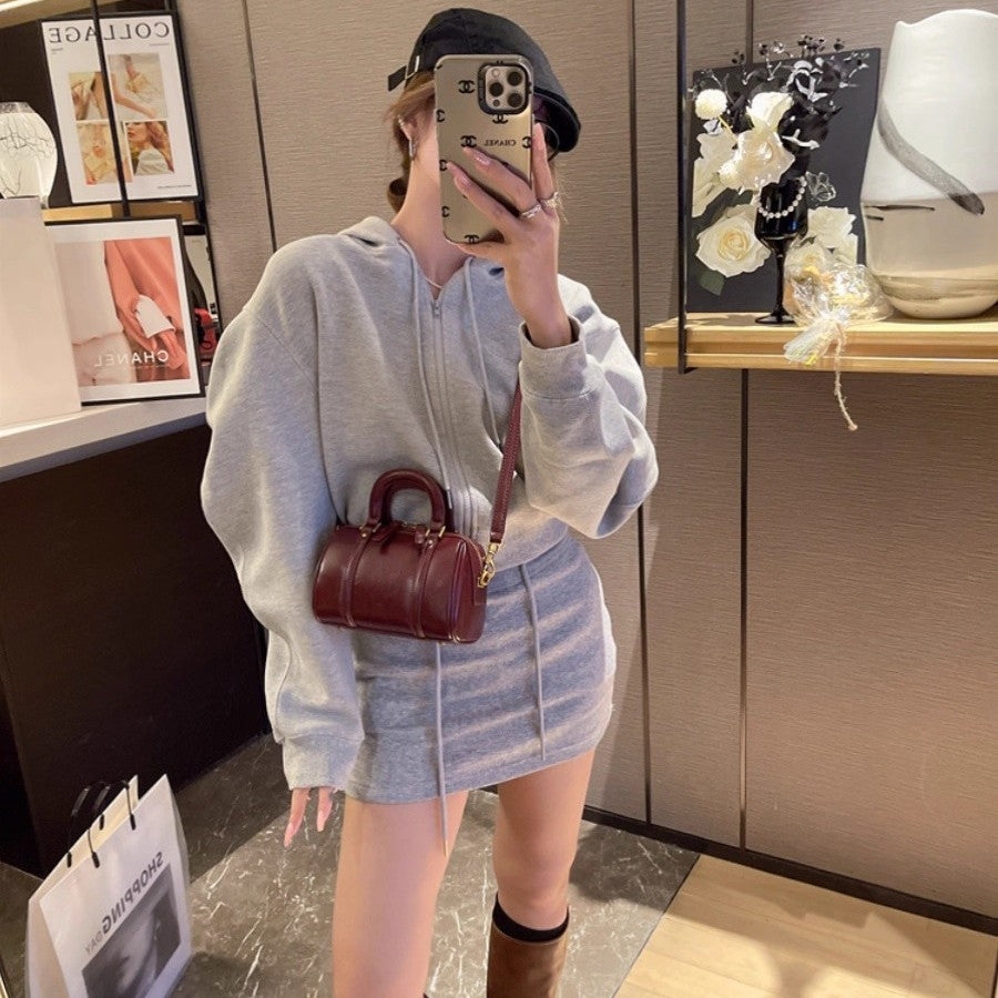Glossy Soft Leather Mini Barrel Handbag