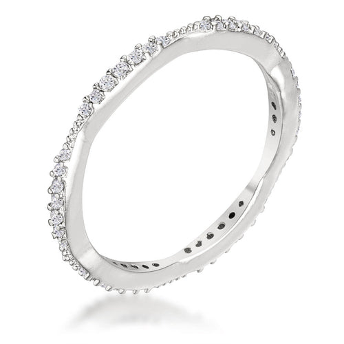 .42Ct Dainty Rhodium Plated Micro Pave CZ Stackable Eternity Ring