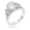 2.25Ct. Rhodium Plated Trio Laurel Leaf Engagement Set