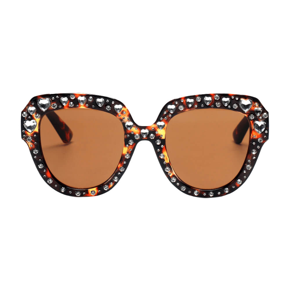OCALA | Women Round Cat Eye Rhinestone Fashion Sunglasses