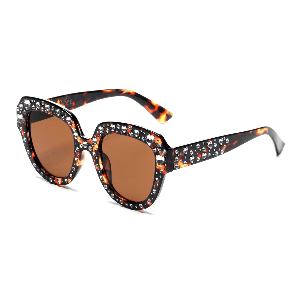 OCALA | Women Round Cat Eye Rhinestone Fashion Sunglasses