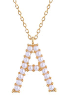 14K Gold Dipped Pearl initial Necklace