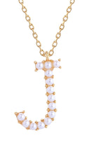 14K Gold Dipped Pearl initial Necklace