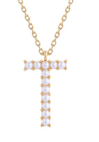 14K Gold Dipped Pearl initial Necklace