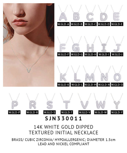 14K Gold Dipped Textured Initial Necklace