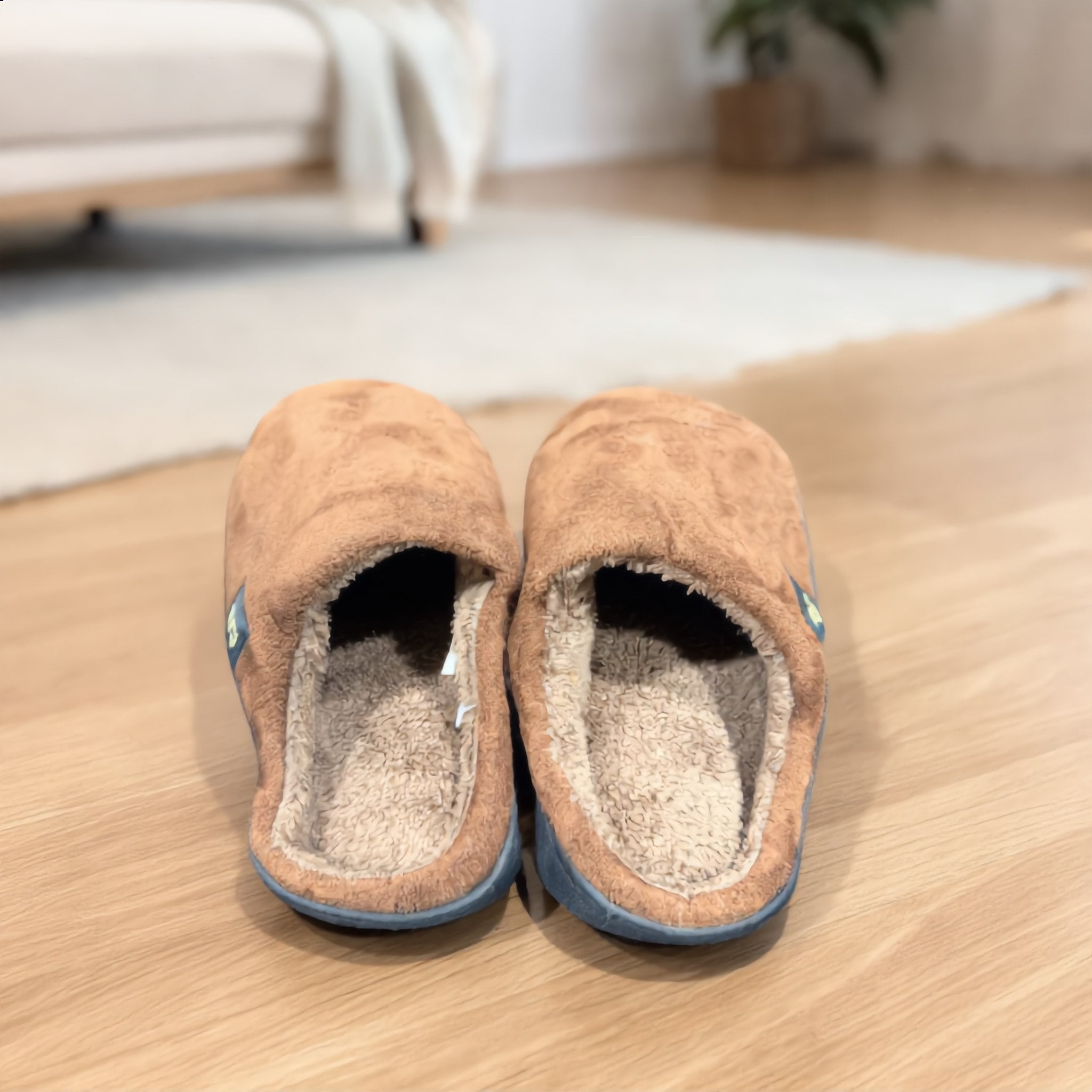 Brown Suede-Look Plush House Slippers