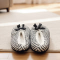 Black White Knit Bow Slippers