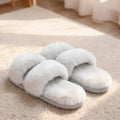 Cozy White Faux Fur Cross-Band Slippers