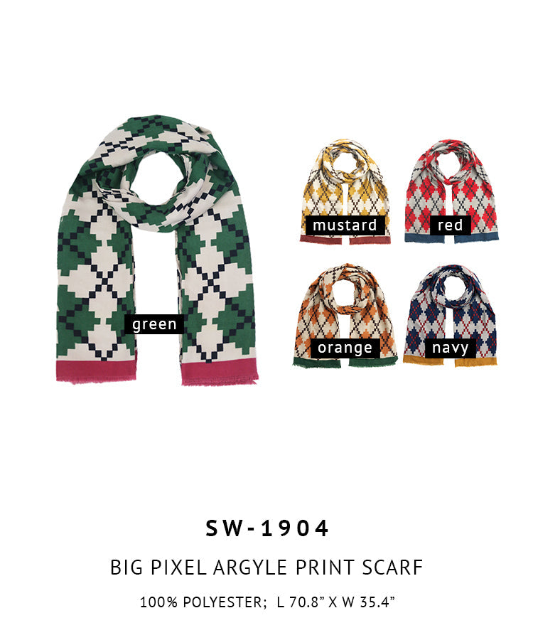 Big Pixel Argyle Print Scarf