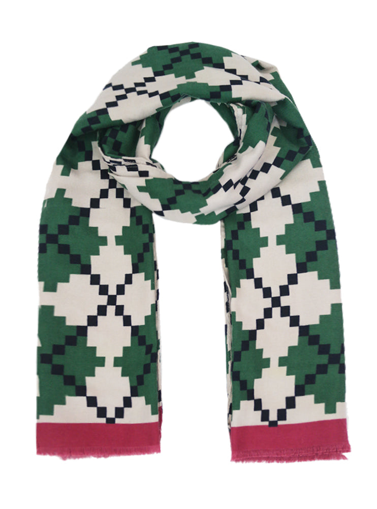 Big Pixel Argyle Print Scarf