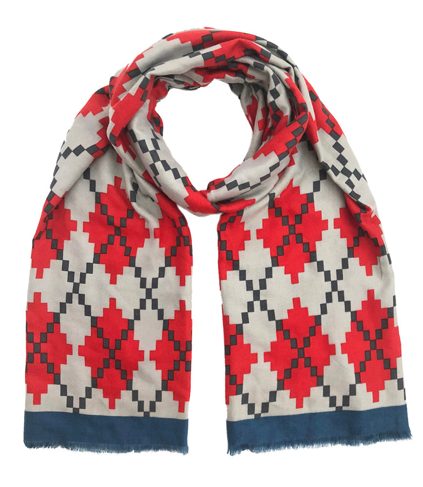 Big Pixel Argyle Print Scarf