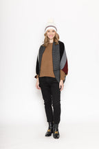 Stripe Rib Beanie With Faux Fur Pom