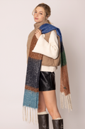 Multi Stripe Cozy Scarf With Fringe