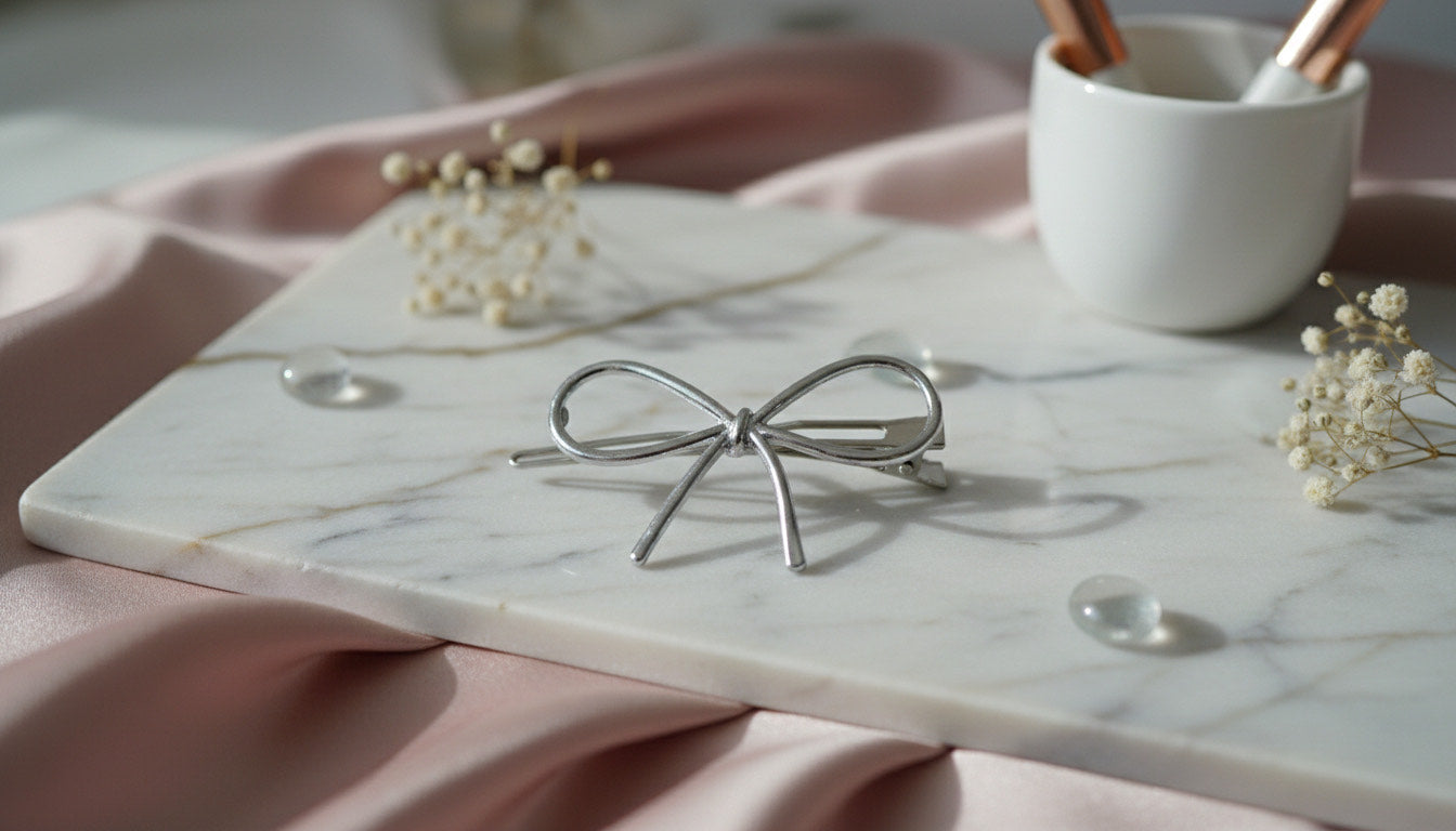 Silver Bow Hair Clip