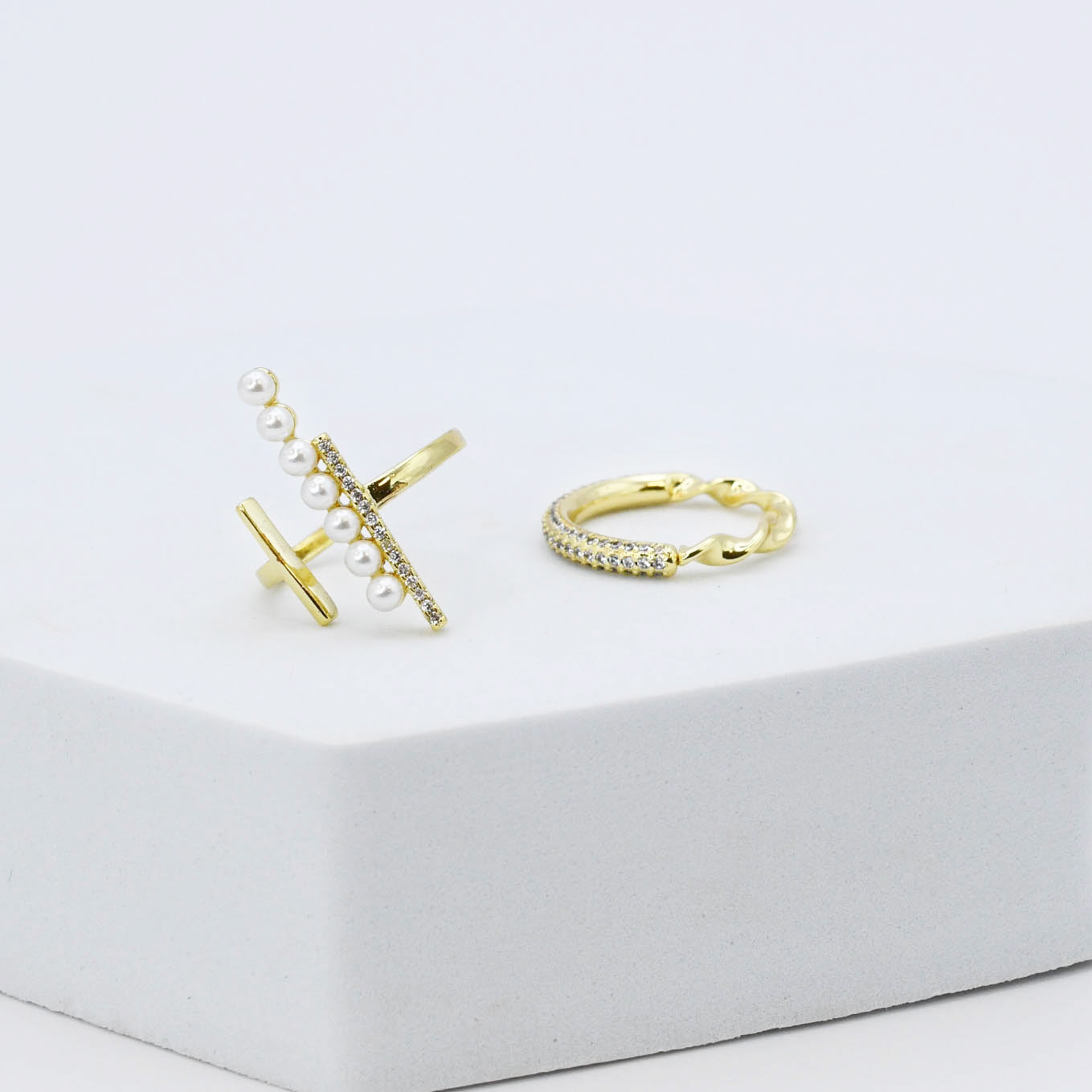 Swirl Pearl Ring Set