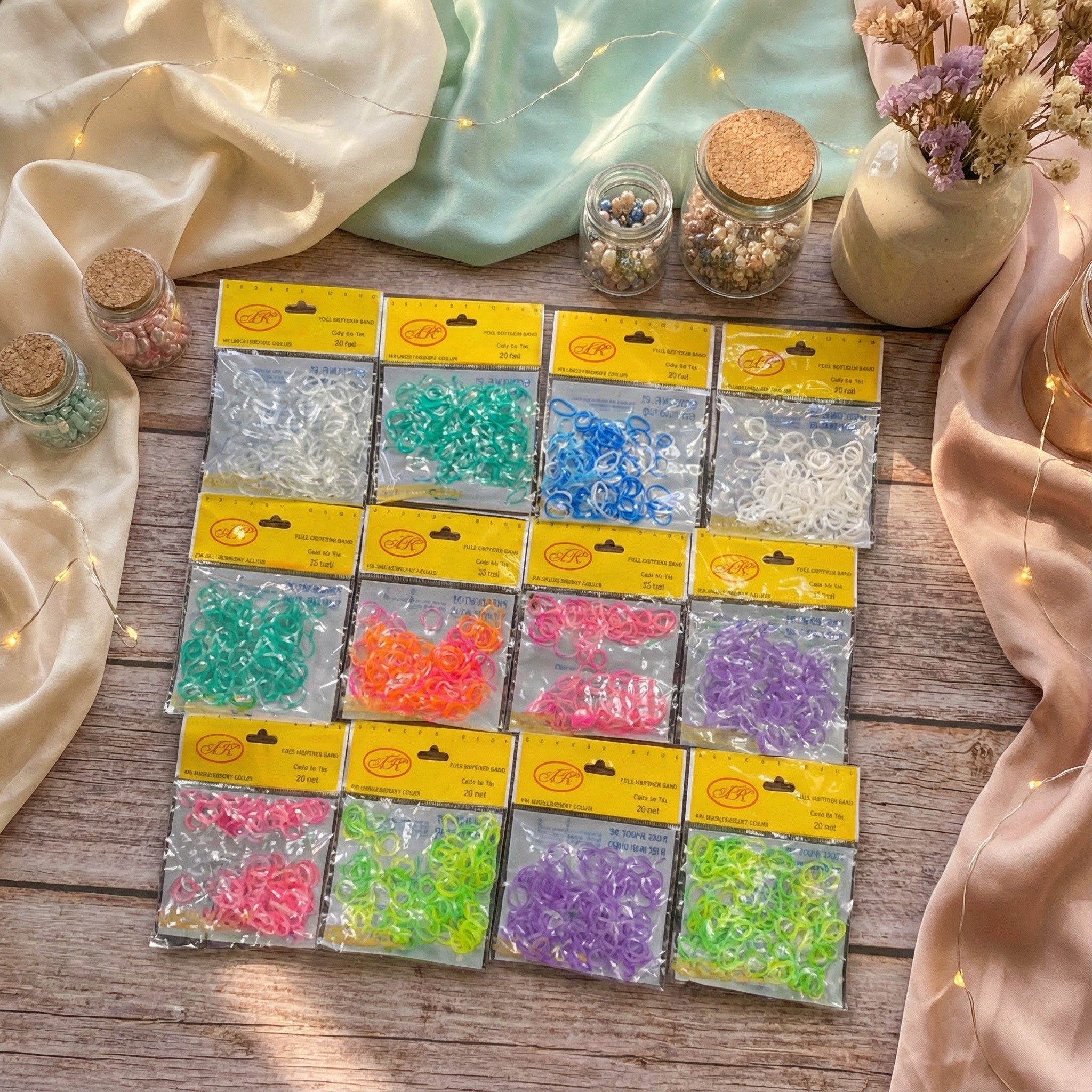 Assorted Colorful Rubber Loom Bands Crafting Set
