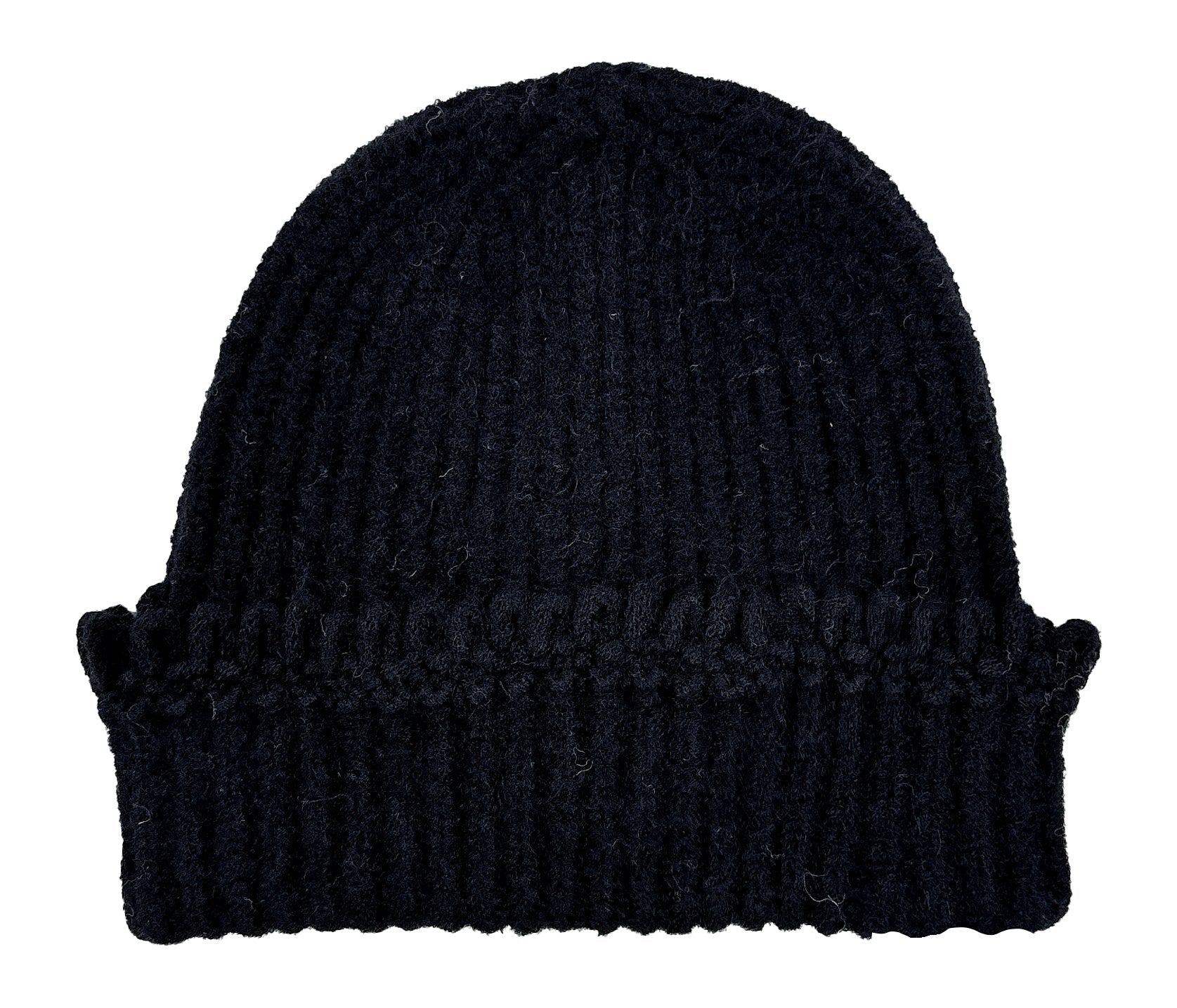 Chunky Ribbed Knit Beanie with Loop Trim
