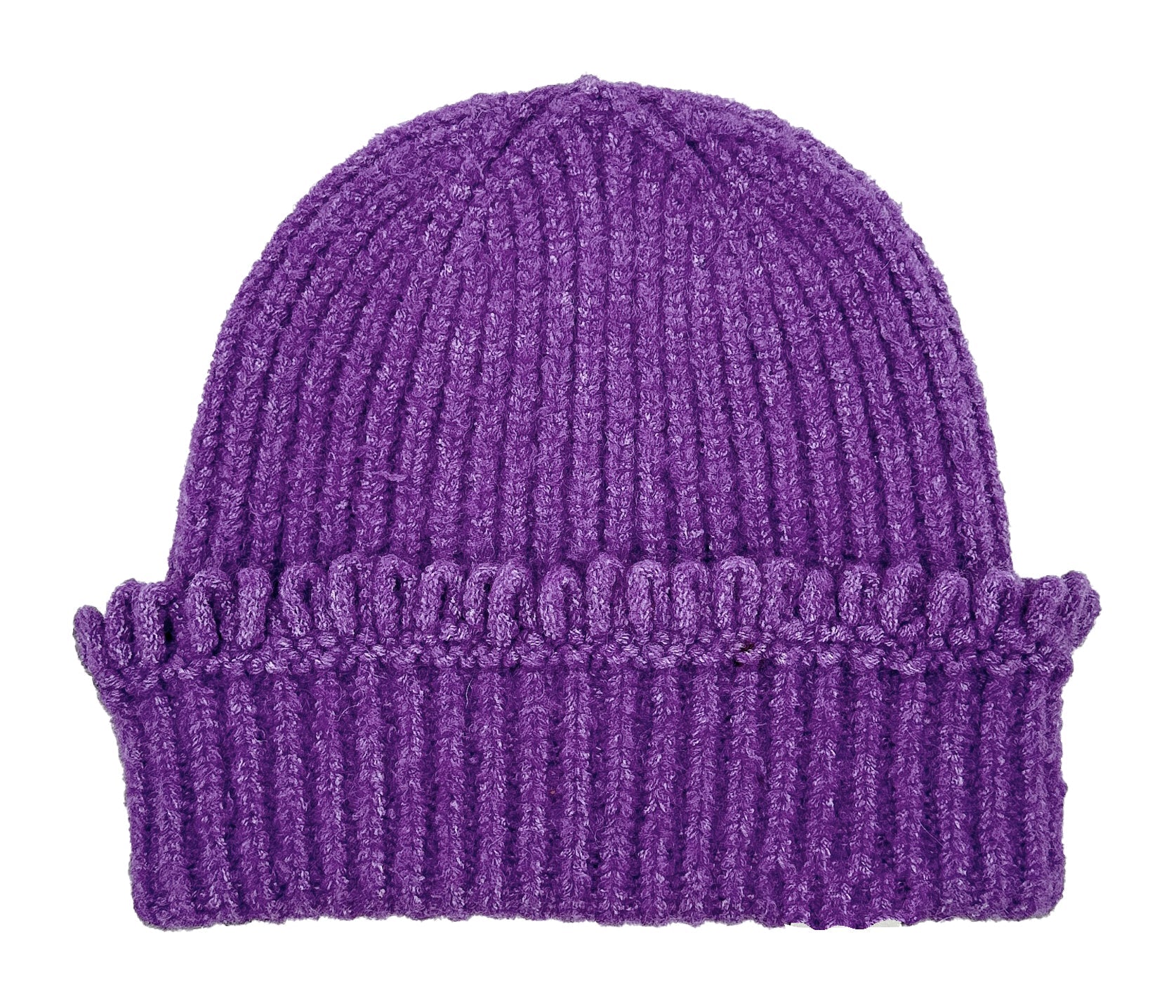 Chunky Ribbed Knit Beanie with Loop Trim