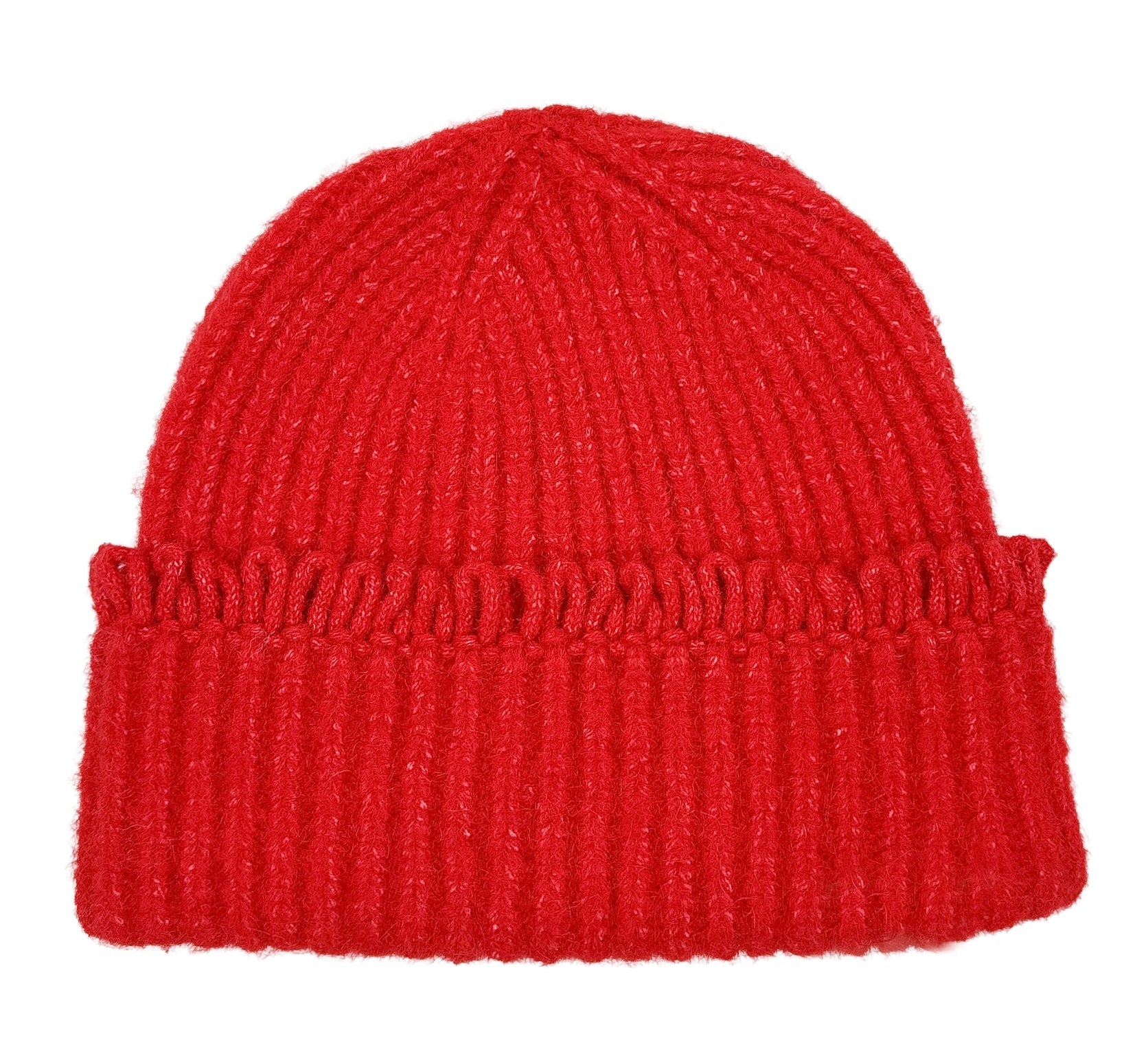 Chunky Ribbed Knit Beanie with Loop Trim