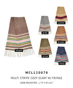 Multi Stripe Cozy Scarf With Fringe