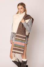 Multi Stripe Cozy Scarf With Fringe