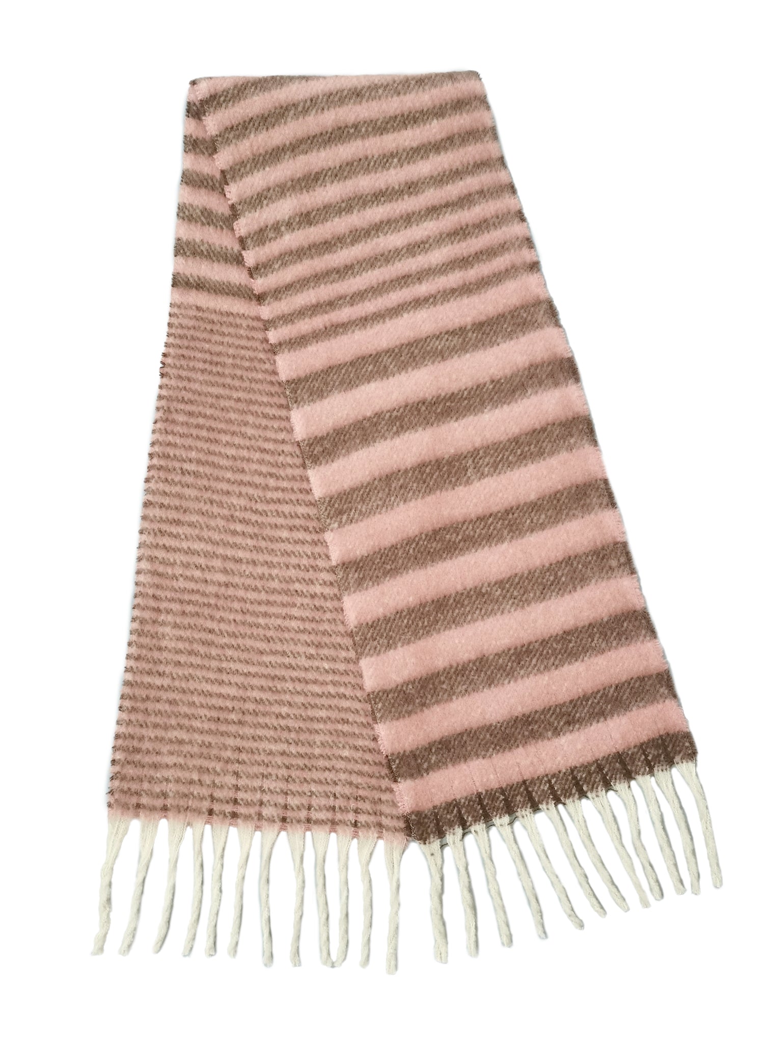 Stripe Cozy Scarf With Fringe