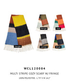 Multi Stripe Cozy Scarf With Fringe