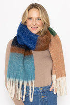 Multi Stripe Cozy Scarf With Fringe