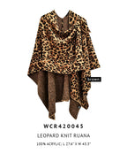 Leopard Knit Ruana with Shoulder Strap