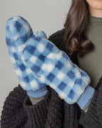 Checkered Faux Fur Mittens