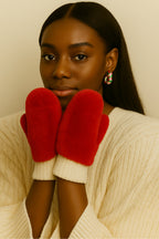 Solid Faux Fur Mittens