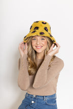 Floral Faux Fur Bucket Hat