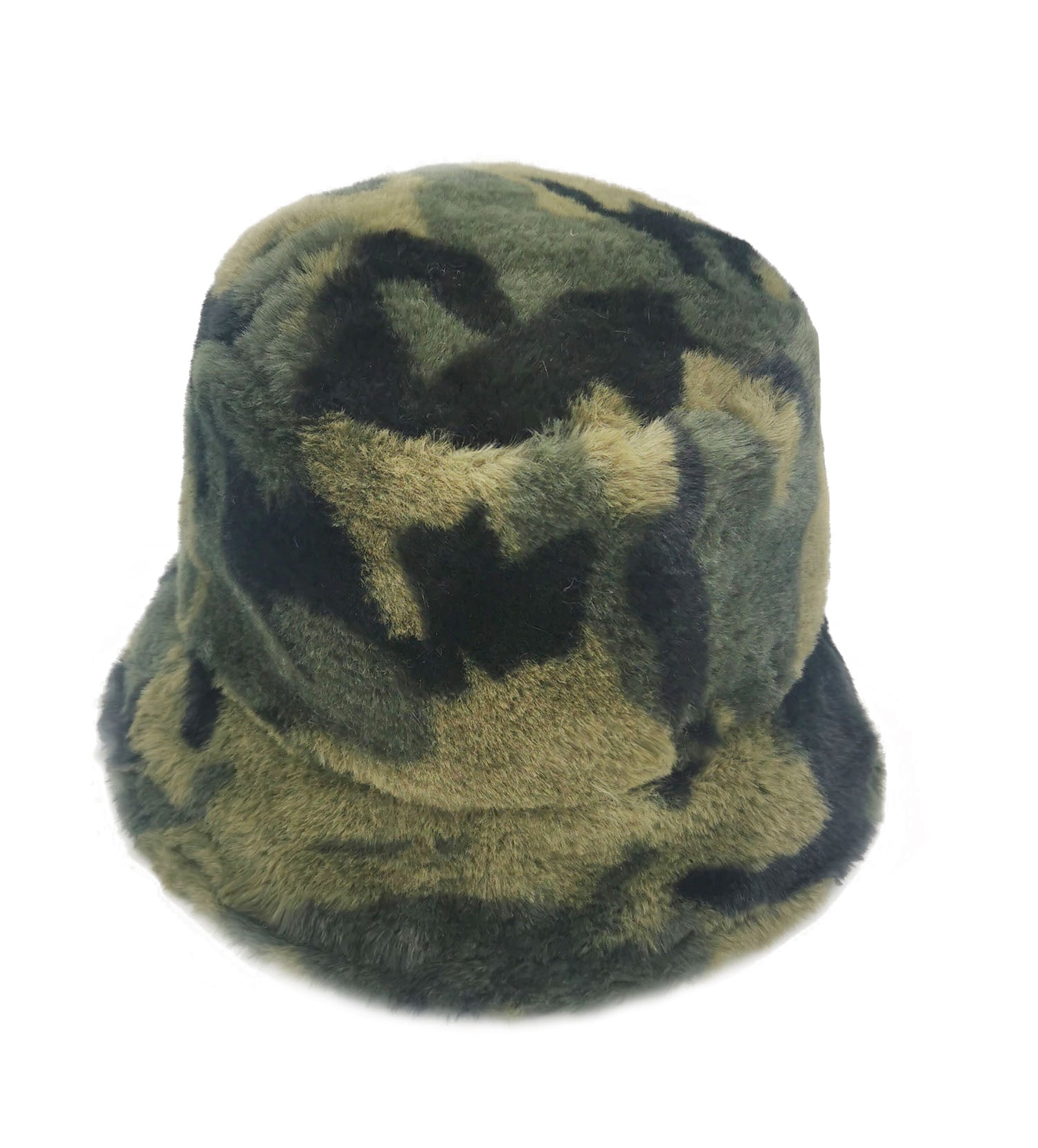 Camo Faux Fur Bucket Hat