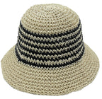 Two Tone Stripe Straw Bucket Hat