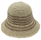Two Tone Stripe Straw Bucket Hat