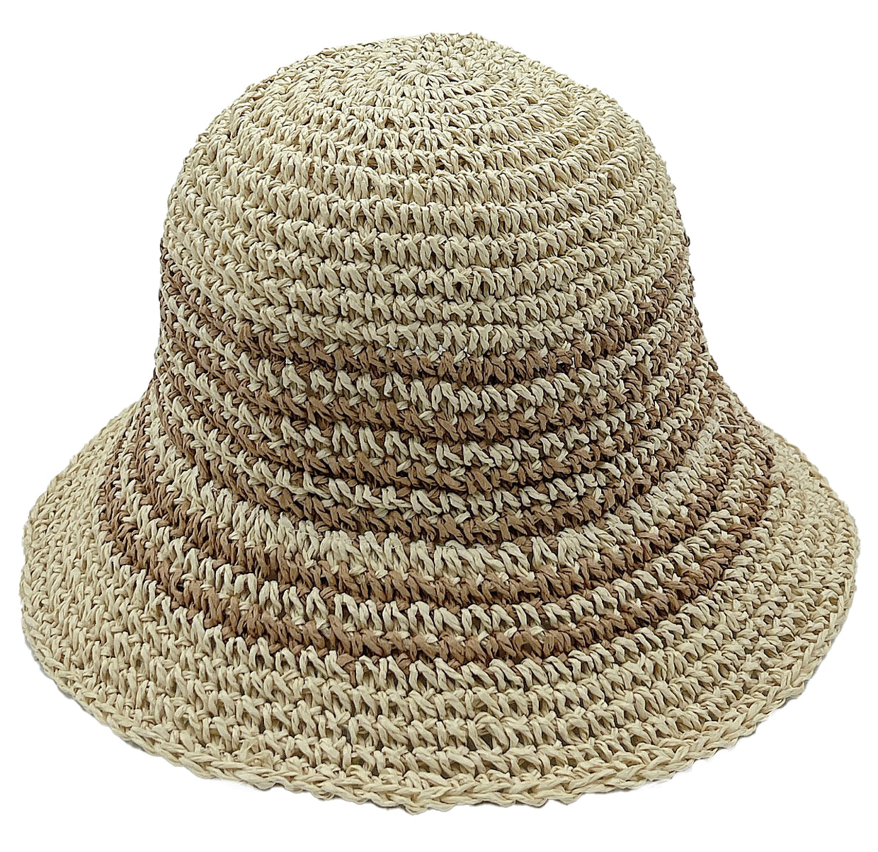 Two Tone Stripe Straw Bucket Hat