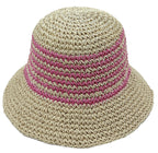 Two Tone Stripe Straw Bucket Hat