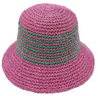 Two Tone Stripe Straw Bucket Hat