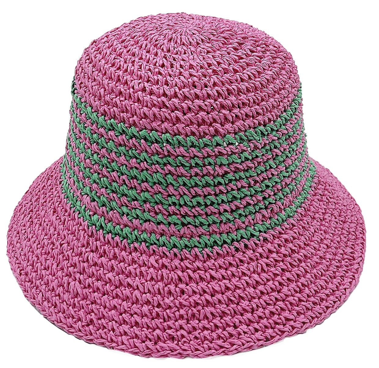 Two Tone Stripe Straw Bucket Hat