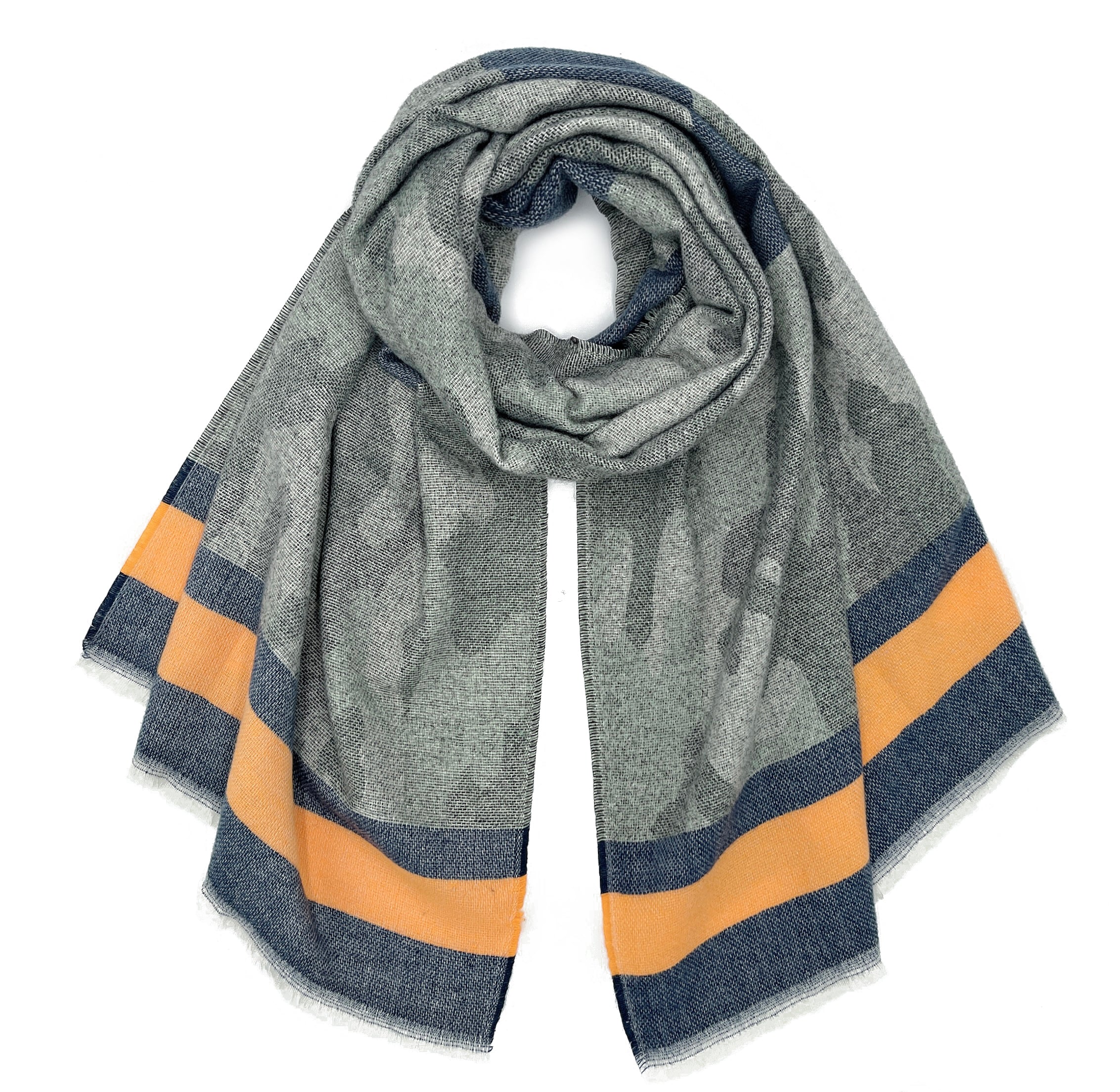 Camo Scarf With Frayed Edge