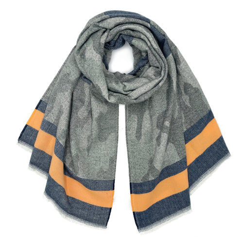 Camo Scarf With Frayed Edge