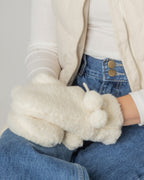 Sherpa Mittens With Velvet Ribbon