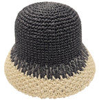 Two Tone Straw Bucket Hat
