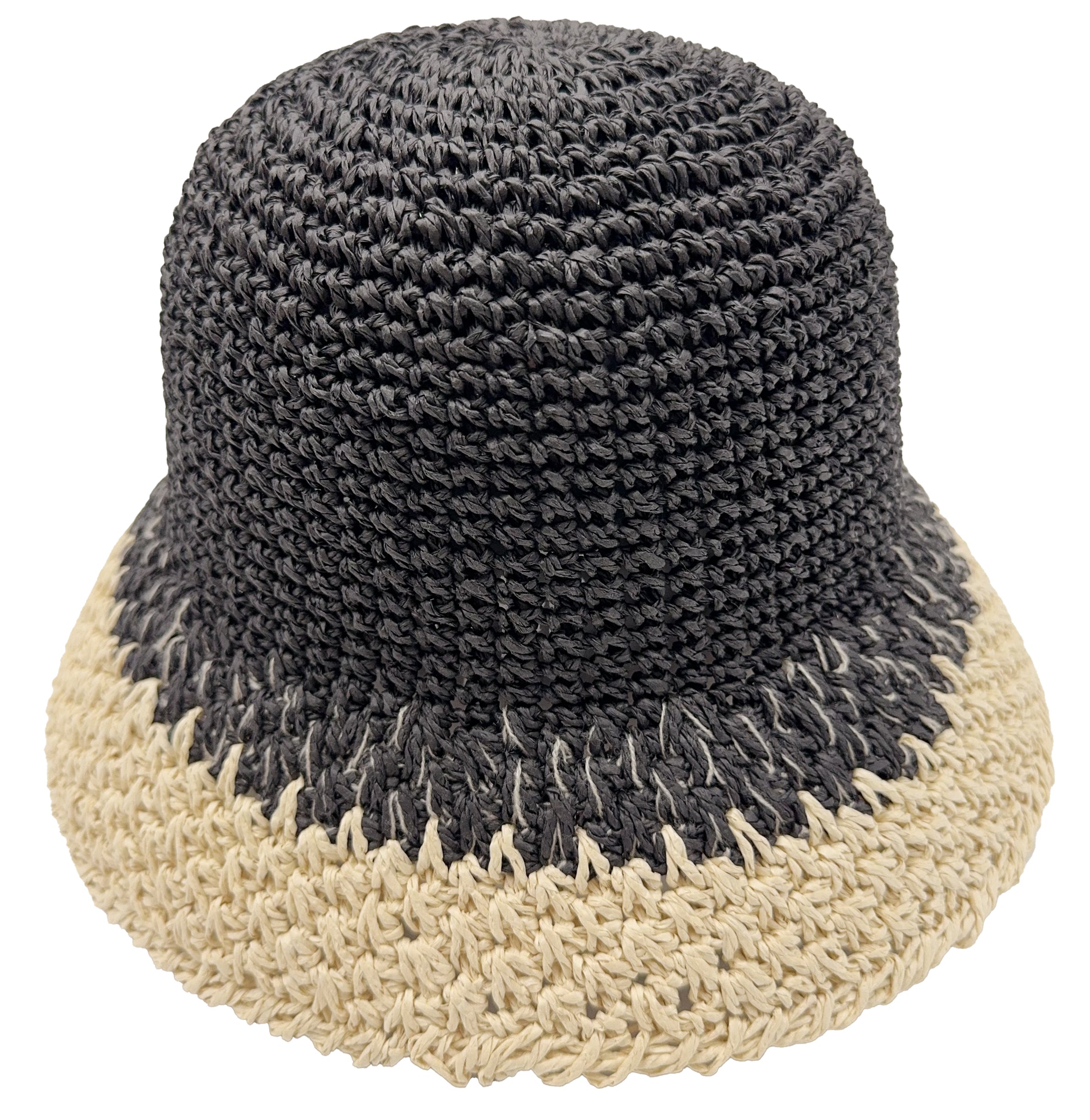 Two Tone Straw Bucket Hat