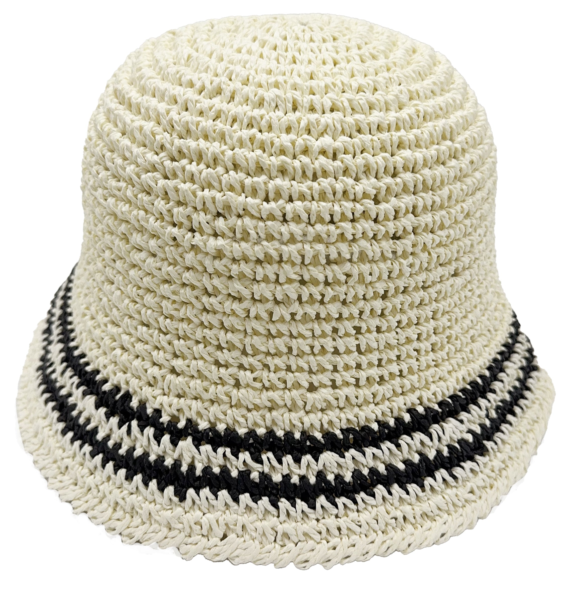 Stripe Straw Bucket Hat