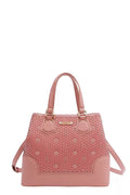 Nicole Lee USA Monogram Pattern Handbag with Rhinestones Decor