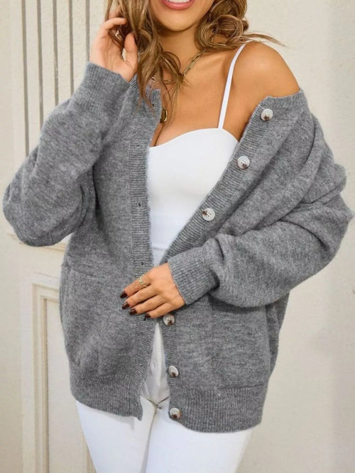 Casual Button-Down Knit Cardigan